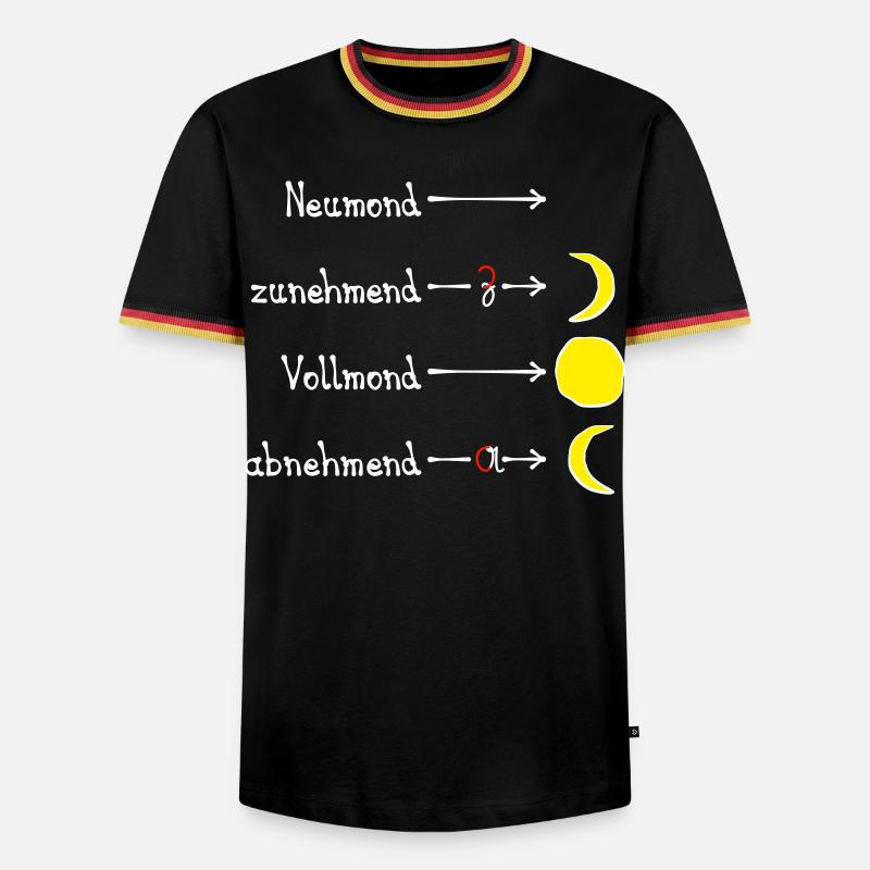Mondphasen mit Eselsbrücke - hell - Männer Kontrast-T-Shirt - Schwarz/Dreifarbig