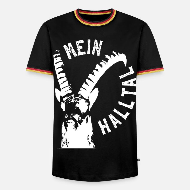MEIN HALLTAL Steinbock - Männer Kontrast-T-Shirt - Schwarz/Dreifarbig
