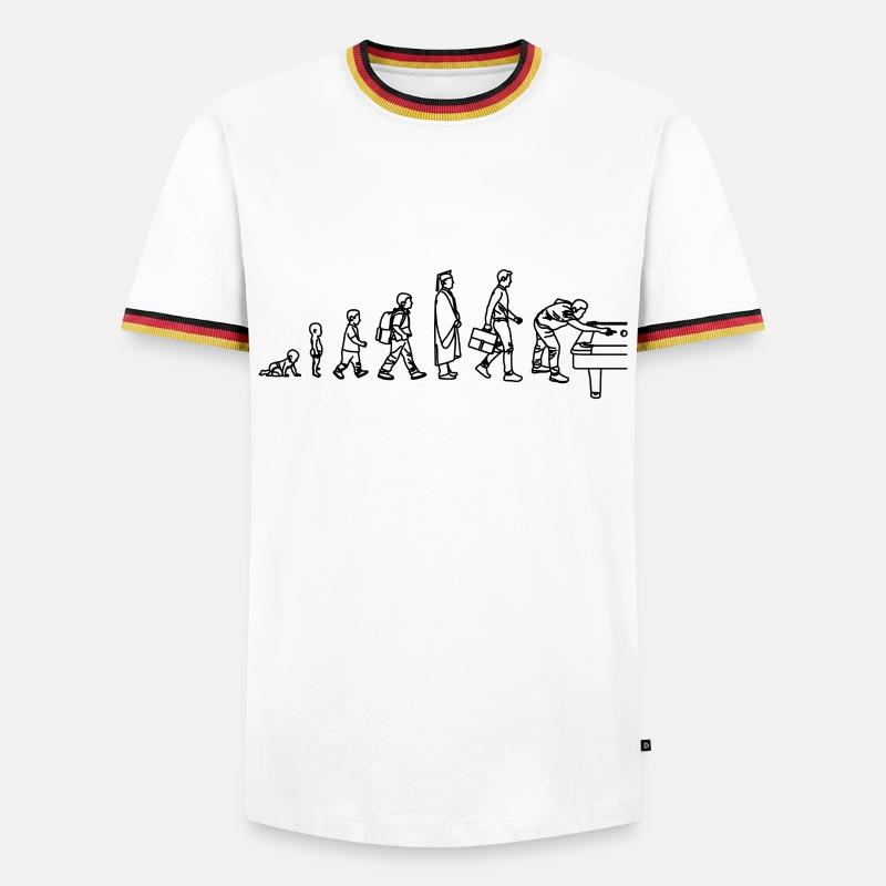 Évolution du billard - T-shirt contrasté Homme - blanc/tricolore