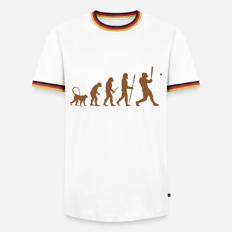 Évolution du baseball - T-shirt contrasté Homme - blanc/tricolore