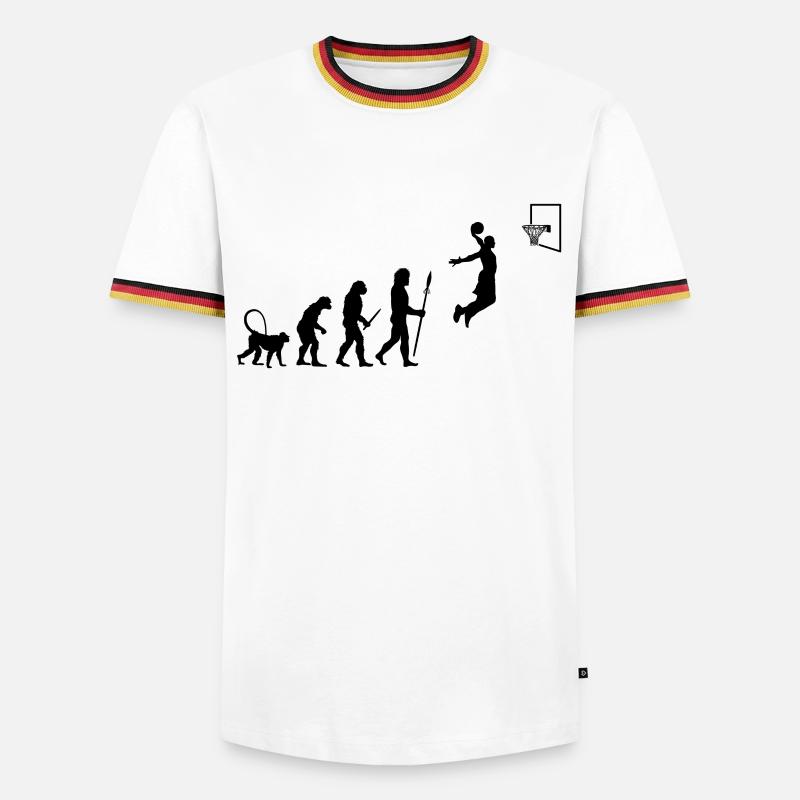 Basketball Evolution - Männer Kontrast-T-Shirt - Weiß/Dreifarbig