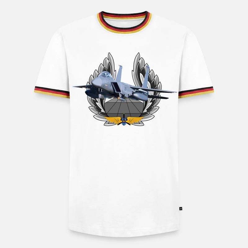 F-15 Eagle - Männer Kontrast-T-Shirt - Weiß/Dreifarbig