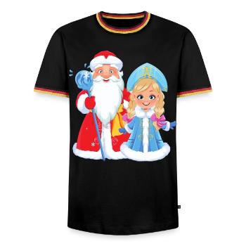 Ded Moroz Snegurotschka russischer Weihnachtsmann - Männer Kontrast-T-Shirt - Schwarz/Dreifarbig - Vorne - AI Model Male 178 light (178cm) & AI Model Male 185 light (185cm)