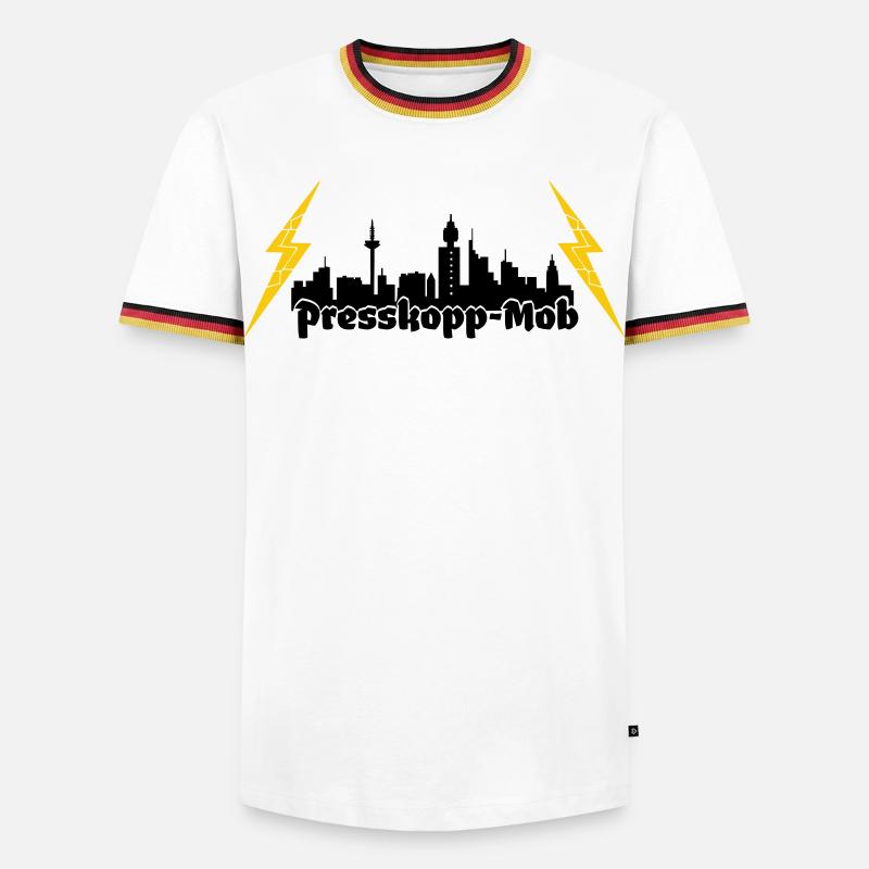 Presskopp Mob - ffm Skyline - Männer Kontrast-T-Shirt - Weiß/Dreifarbig