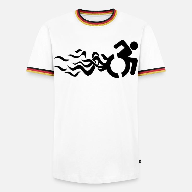 Flammendes Rollstuhlsymbol * - Männer Kontrast-T-Shirt - Weiß/Dreifarbig