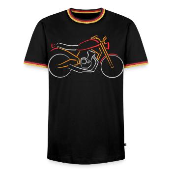 Moto Classique Bike Contours Multicolore - T-shirt contrasté Homme - noir/tricolore - Devant - AI Model Male 178 light (178cm) & AI Model Male 185 light (185cm)