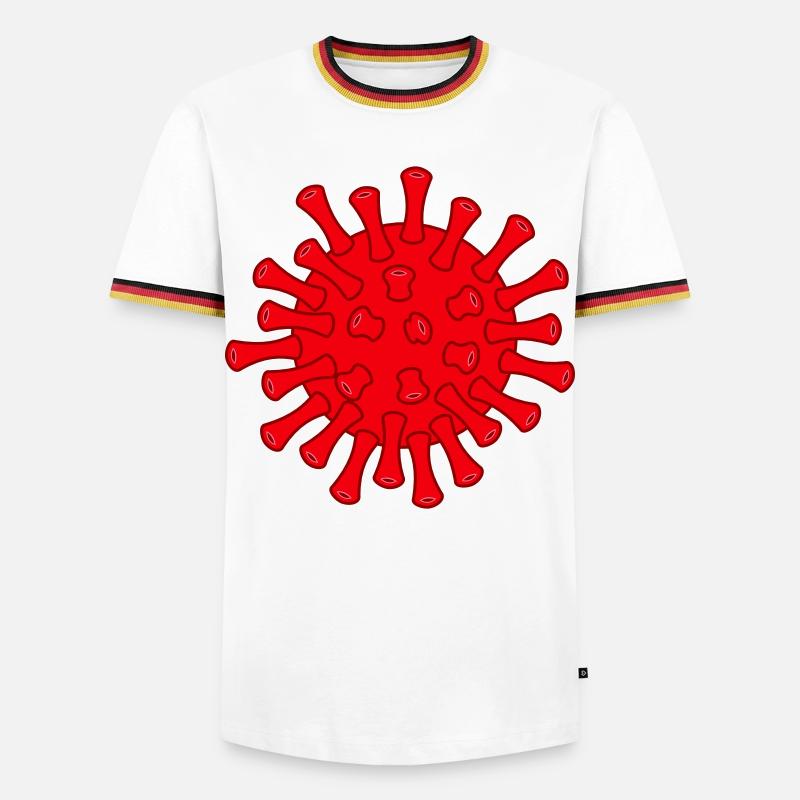 Red Covid molecule illustration - Men's Ringer Shirt - white/tricolour