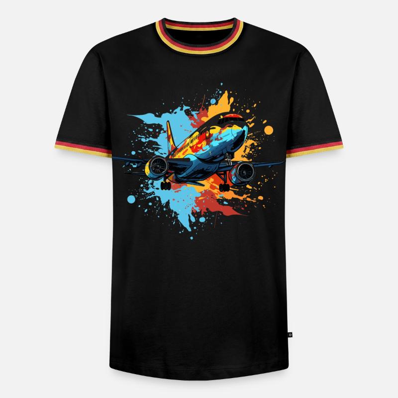 Flugzeug Graffiti - Männer Kontrast-T-Shirt - Schwarz/Dreifarbig
