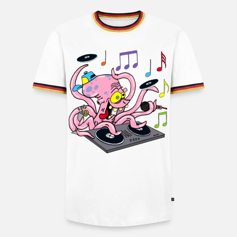 Deejay Octopus - Men's Ringer Shirt - white/tricolour