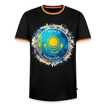 Made in Kazakhstan Watercolor Eagle Gift - Men's Ringer Shirt - black/tricolour - Front - AI Model Male 178 light (178cm) & AI Model Male 185 light (185cm)