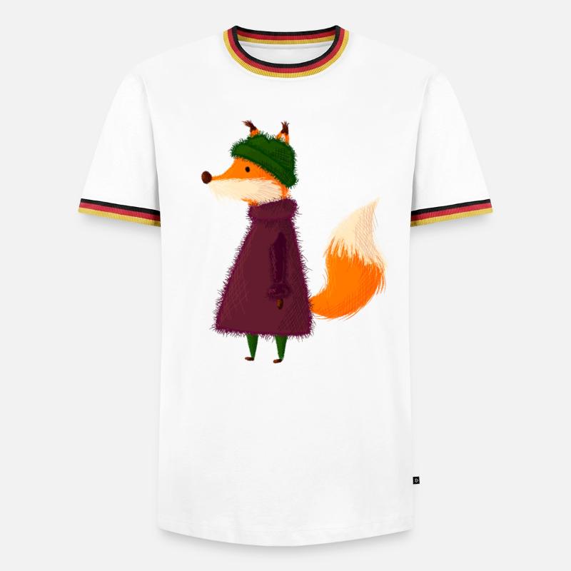 Fuchs - Männer Kontrast-T-Shirt - Weiß/Dreifarbig