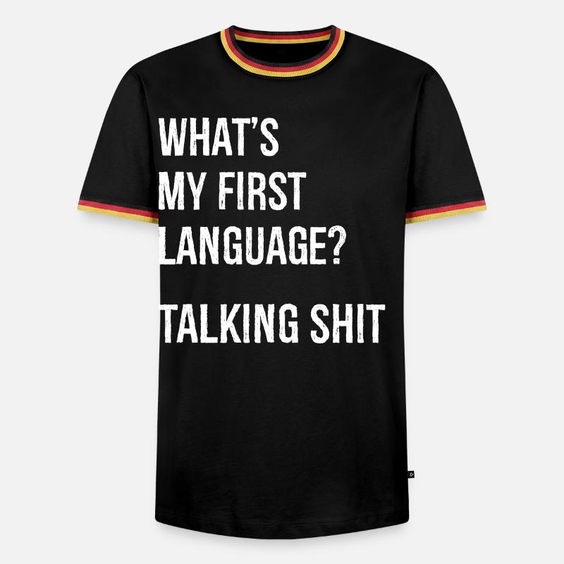 what's my first language talking shit - Men's Ringer Shirt - black/tricolour