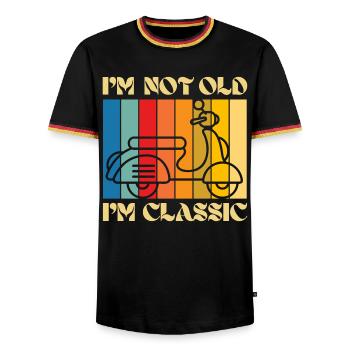 I'm Not Old, I'm Classic – Retro Scooter - Men's Ringer Shirt - black/tricolour - Front - AI Model Male 178 light (178cm) & AI Model Male 185 light (185cm)