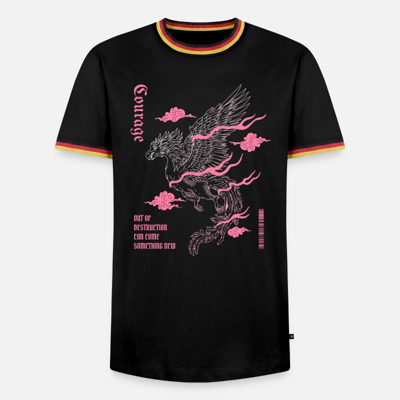 Courage – Phoenix Rebirth Design - Men's Ringer Shirt - black/tricolour