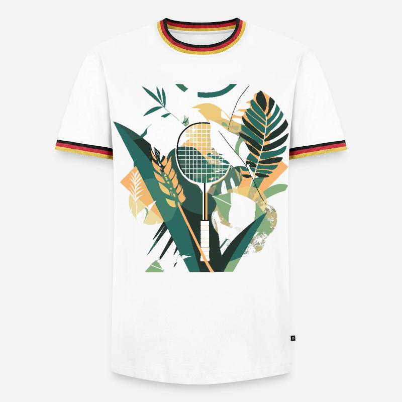 Badminton Racket Artwork - Men's Ringer Shirt - white/tricolour