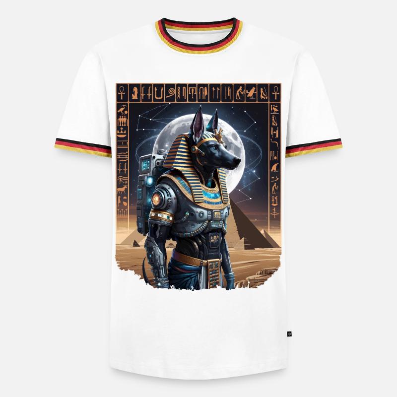 Ancient Anubis Astronaut Sci-Fi Design - Men's Ringer Shirt - white/tricolour