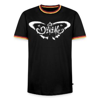 Grunge Butterfly – Mystical Transformation - Men's Ringer Shirt - black/tricolour - Front - AI Model Male 178 light (178cm) & AI Model Male 185 light (185cm)