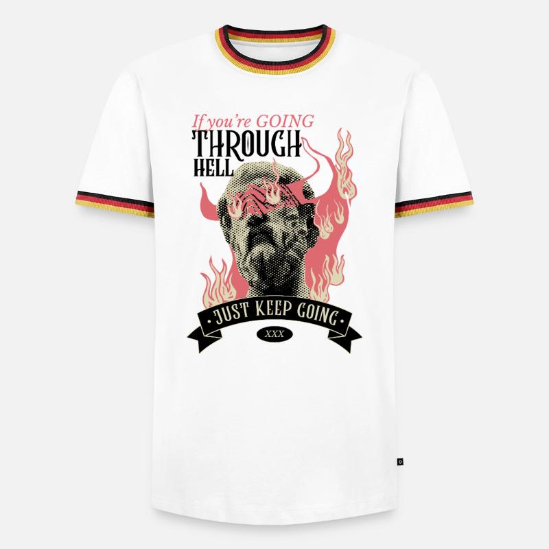 Through hell? Continue! - Men's Ringer Shirt - white/tricolour