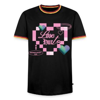 Love hurts - Men's Ringer Shirt - black/tricolour - Front - AI Model Male 178 light (178cm) & AI Model Male 185 light (185cm)