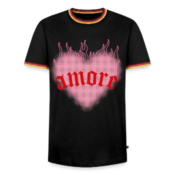 Brennende Liebe - Männer Kontrast-T-Shirt - Schwarz/Dreifarbig - Vorne - AI Model Male 178 light (178cm) & AI Model Male 185 light (185cm)