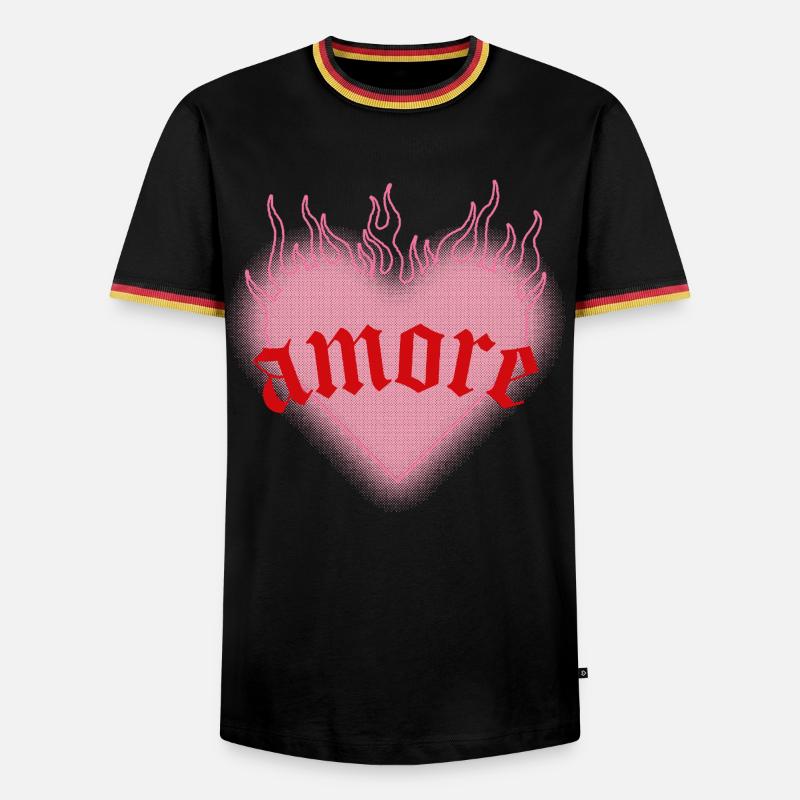 Brennende Liebe - Männer Kontrast-T-Shirt - Schwarz/Dreifarbig