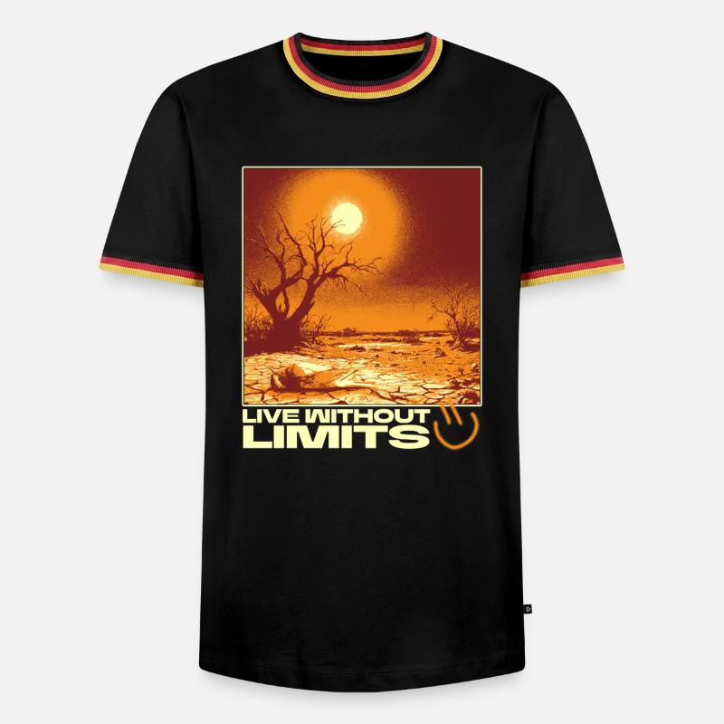 Live Without Limits – Surreal Desert Scene - Männer Kontrast-T-Shirt - Schwarz/Dreifarbig