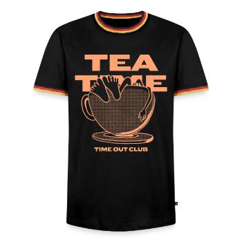 Tea Time – Relaxing Time Out - Men's Ringer Shirt - black/tricolour - Front - AI Model Male 178 light (178cm) & AI Model Male 185 light (185cm)