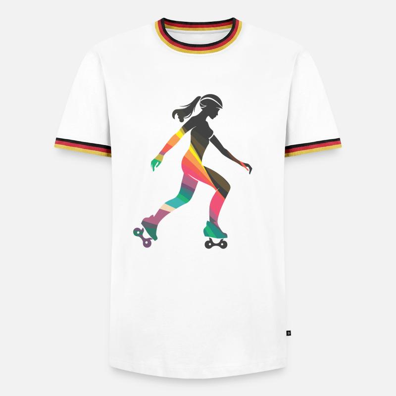 Rollschuhfahrendes Mädchen - Männer Kontrast-T-Shirt - Weiß/Dreifarbig