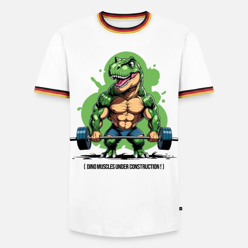 Dino muscles in development - Men's Ringer Shirt - white/tricolour