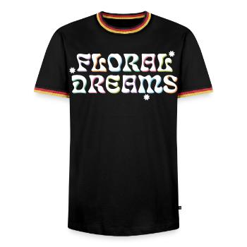 Floral Dreams Retro Style - Men's Ringer Shirt - black/tricolour - Front - AI Model Male 178 light (178cm) & AI Model Male 185 light (185cm)