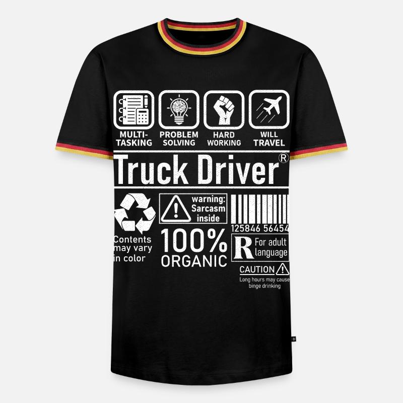 Truck Driver multi tasking problem solving - Men's Ringer Shirt - black/tricolour