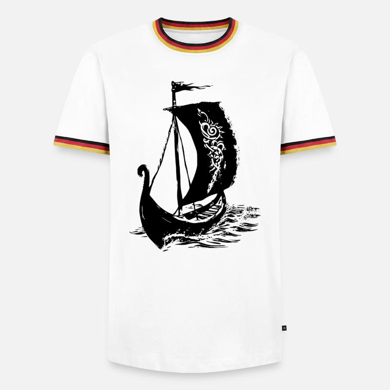 Wikinger-Langschiff - Männer Kontrast-T-Shirt - Weiß/Dreifarbig