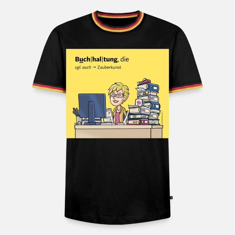 Buchhalterin, Comicfigur - Männer Kontrast-T-Shirt - Schwarz/Dreifarbig