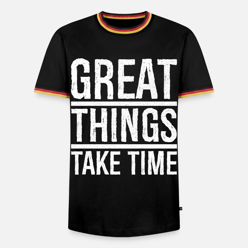 great things take time - Men's Ringer Shirt - black/tricolour