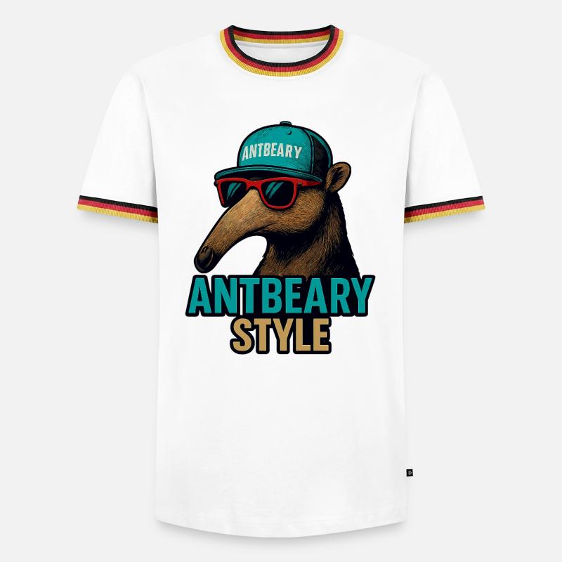 Antbeary Style Aardvark Cartoon - Men's Ringer Shirt - white/tricolour