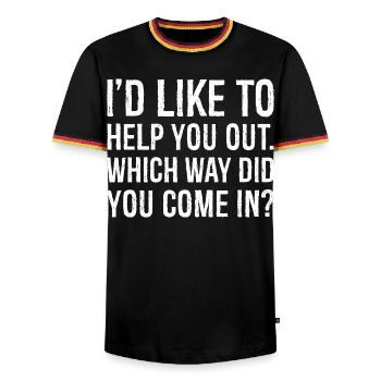 I'd like to help you out which way did you come - Men's Ringer Shirt - black/tricolour - Front - AI Model Male 178 light (178cm) & AI Model Male 185 light (185cm)