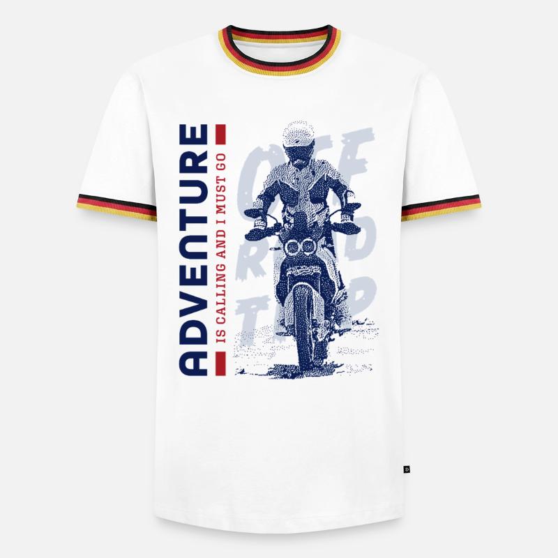 Adventuring motorcycle rider - Men's Ringer Shirt - white/tricolour