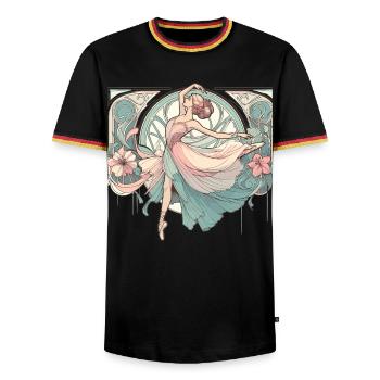 Danseuse de ballet Ballerine Art Nouveau Cadeau - T-shirt contrasté Homme - noir/tricolore - Devant - AI Model Male 178 light (178cm) & AI Model Male 185 light (185cm)
