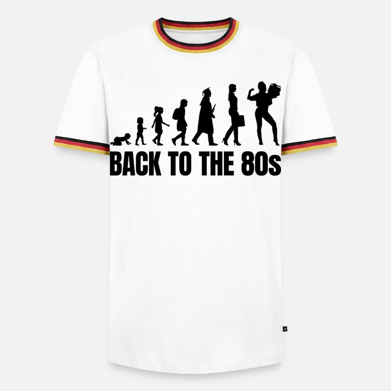 80er Jahre Evolution - Männer Kontrast-T-Shirt - Weiß/Dreifarbig