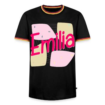 NOM CADEAU FILLE FILLE EMILIA - T-shirt contrasté Homme - noir/tricolore - Devant - AI Model Male 178 light (178cm) & AI Model Male 185 light (185cm)