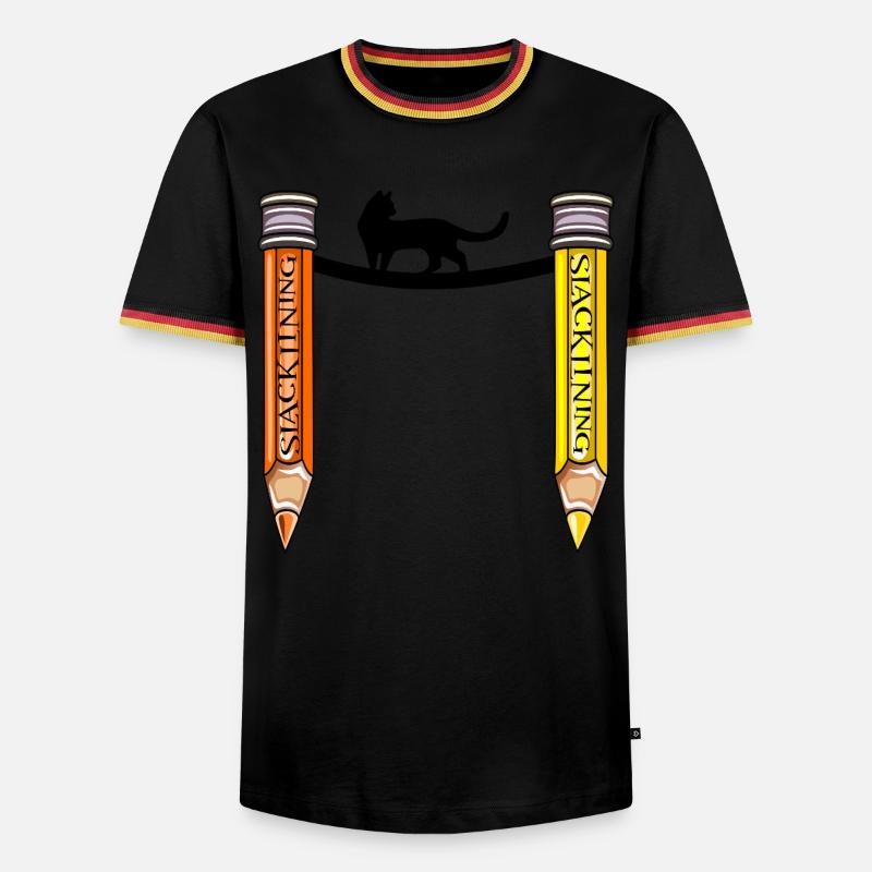BALANCING SLACKLINING CAT - Men's Ringer Shirt - black/tricolour