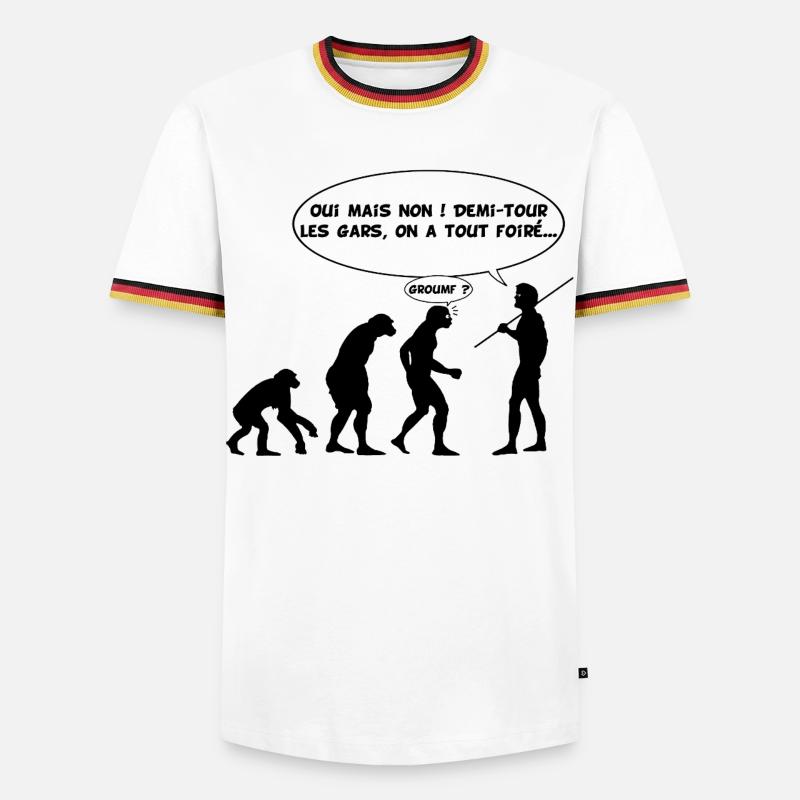 Evolutionsfehler (schwarz) - Männer Kontrast-T-Shirt - Weiß/Dreifarbig
