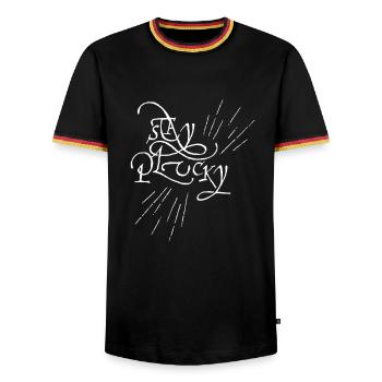 Restez courageux - T-shirt contrasté Homme - noir/tricolore - Devant - AI Model Male 178 light (178cm) & AI Model Male 185 light (185cm)