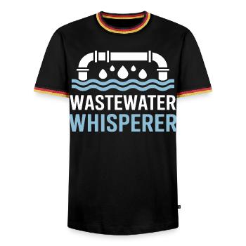 Abwasserflüsterer - Wasseraufbereitung - Männer Kontrast-T-Shirt - Schwarz/Dreifarbig - Vorne - AI Model Male 178 light (178cm) & AI Model Male 185 light (185cm)