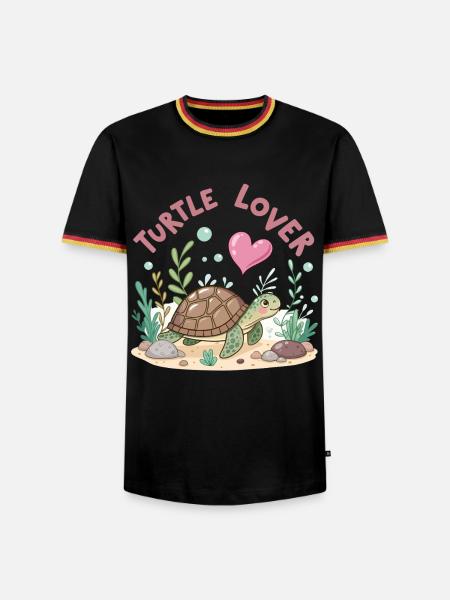 Pastel Flowered Turtle in Love - Men's Ringer Shirt - black/tricolour
