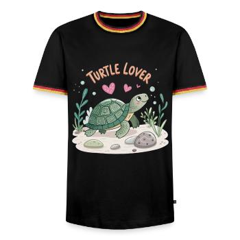 Tortue Amoureuse Illustration - T-shirt contrasté Homme - noir/tricolore - Devant - AI Model Male 178 light (178cm) & AI Model Male 185 light (185cm)
