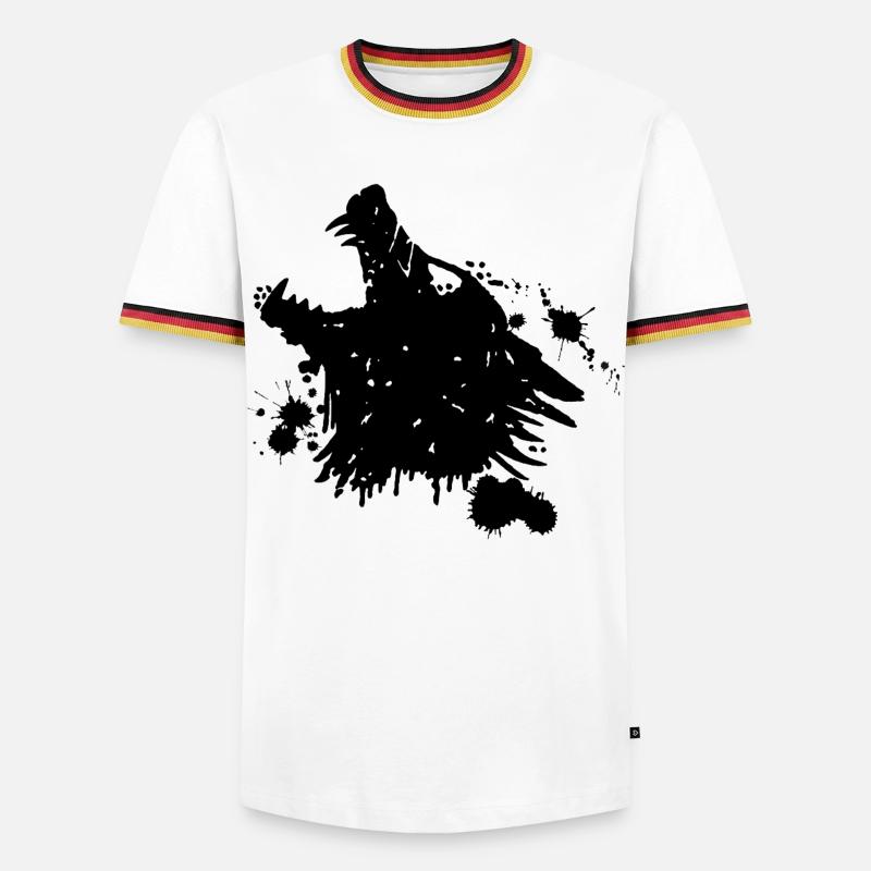 Heulender schwarzer Wolf - Männer Kontrast-T-Shirt - Weiß/Dreifarbig