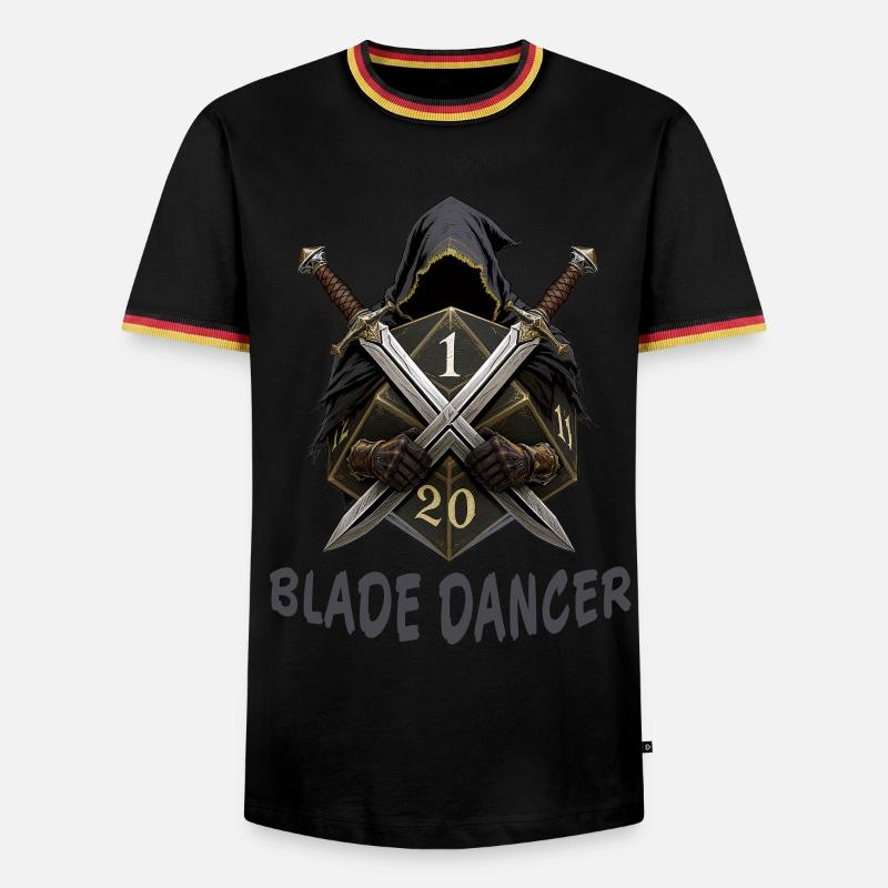 Blade Dancer – Kapuze mit zwei Schwertern - Männer Kontrast-T-Shirt - Schwarz/Dreifarbig