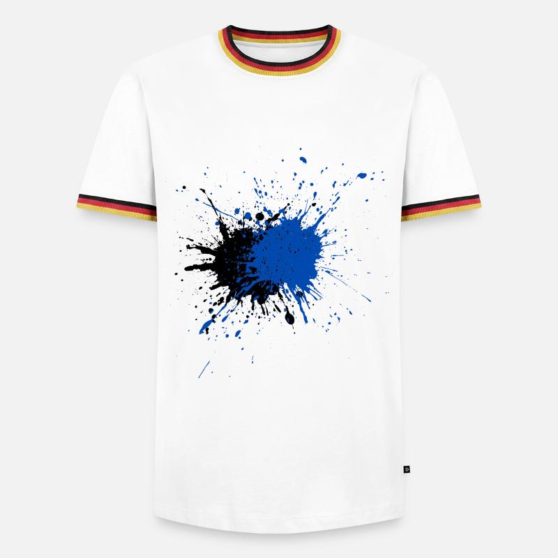 Creative Blue Paint Splash Print - Men's Ringer Shirt - white/tricolour
