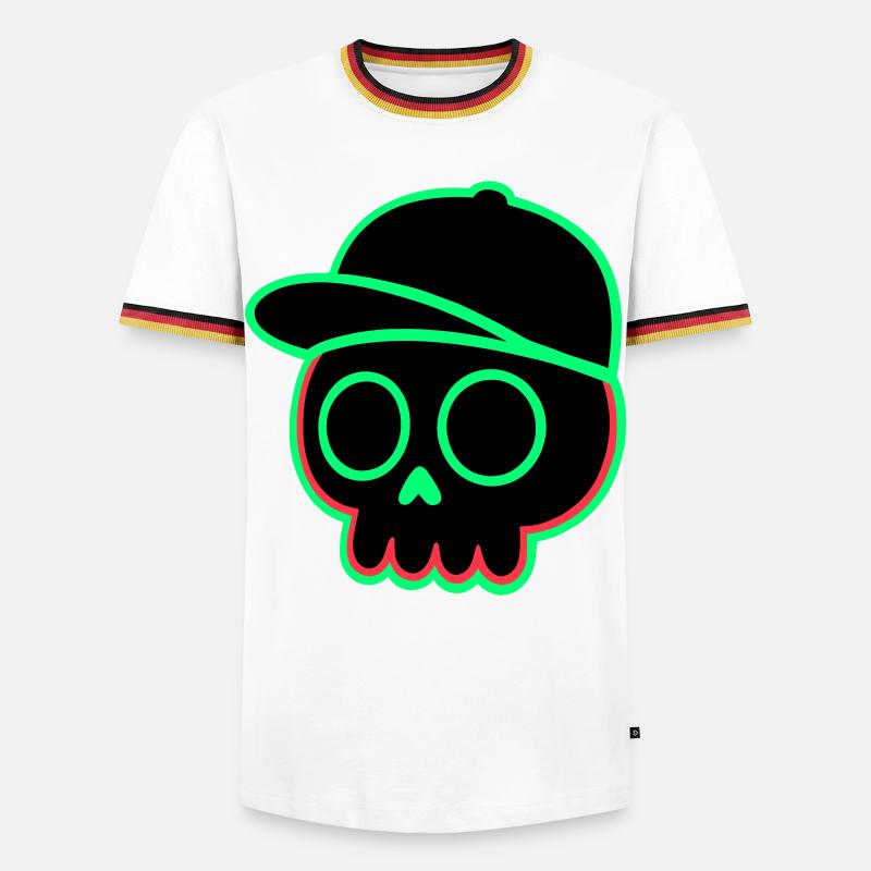 Neon Schädel Cap - Männer Kontrast-T-Shirt - Weiß/Dreifarbig
